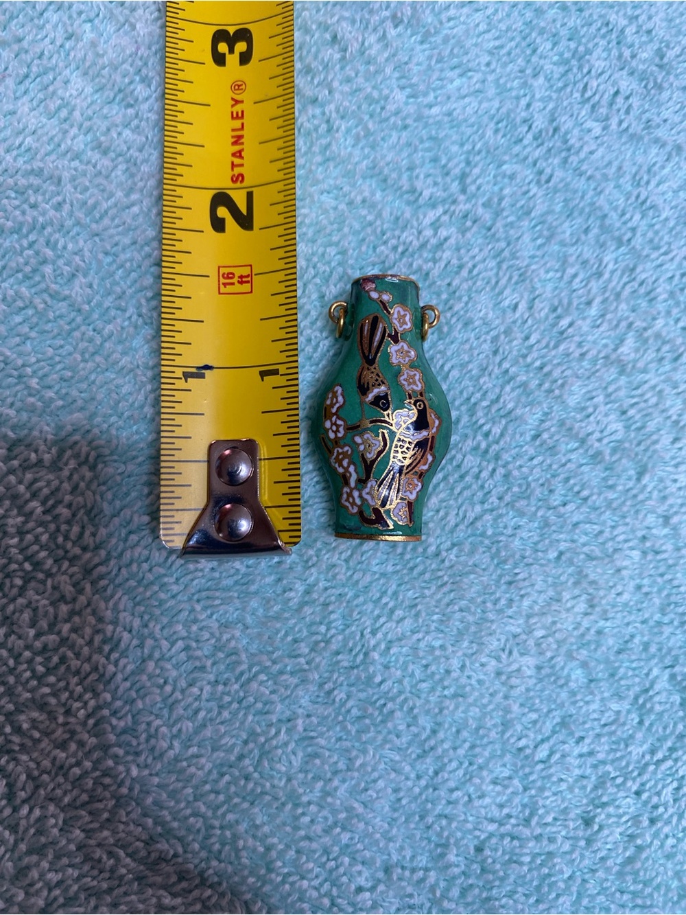 Green Cloisonné Vase Pendant Necklace Charm